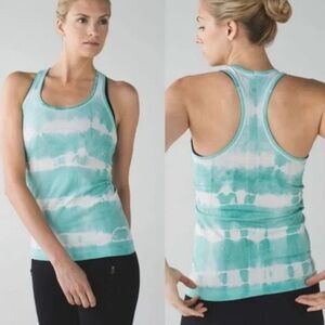 Lululemon Swiftly Tech Racerback Tank Heathered Tranquil Blue Tie Dye Size 8